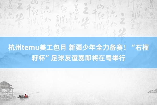 杭州temu美工包月 新疆少年全力备赛！“石榴籽杯”足球友谊赛即将在粤举行