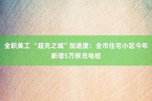 全职美工 “超充之城”加速度：全市住宅小区今年新增5万根充电桩